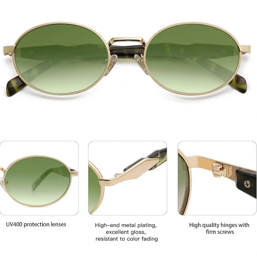 GREEN RETRO Oval Sunglasses FOR WOMAN *NEW*